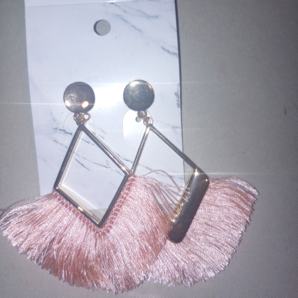 Gold pink earrings.